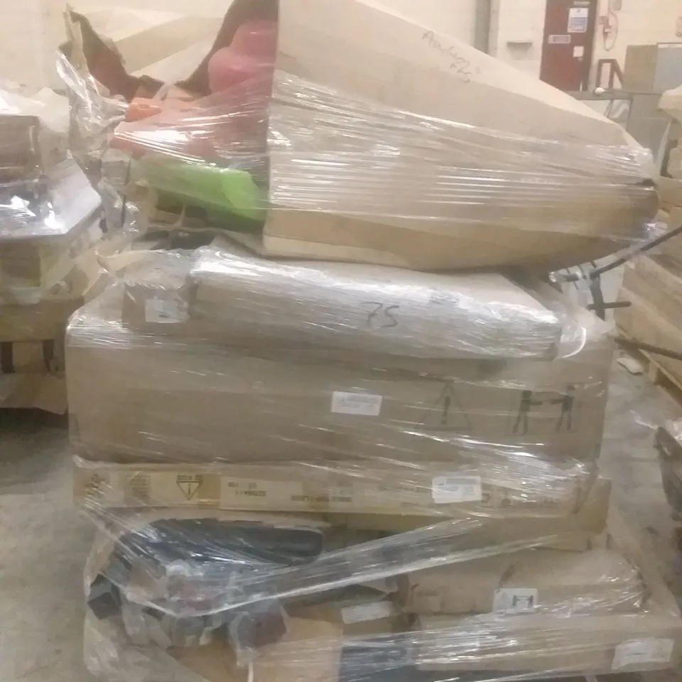 PALLET OF ASSORTED INCOMPLETE PACK FURNITURE ITEMS