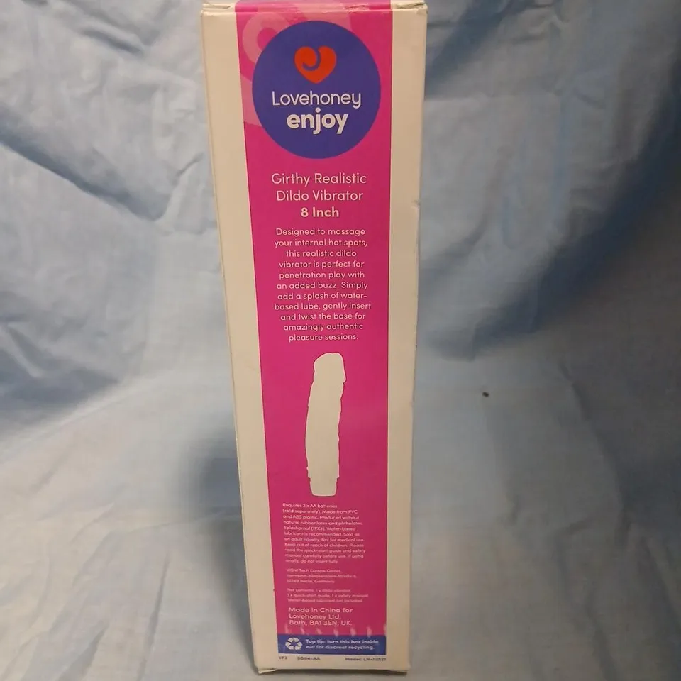 LOVEHONEY ENJOY GIRTHY REALISTIC DILDO VIBRATOR – 8-INCH (BOXED)