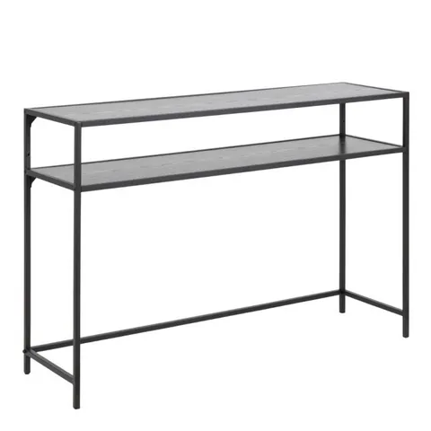 BOXED SEAFORD BLACK METAL CONSOLE TABL E WITH BLACK TOP