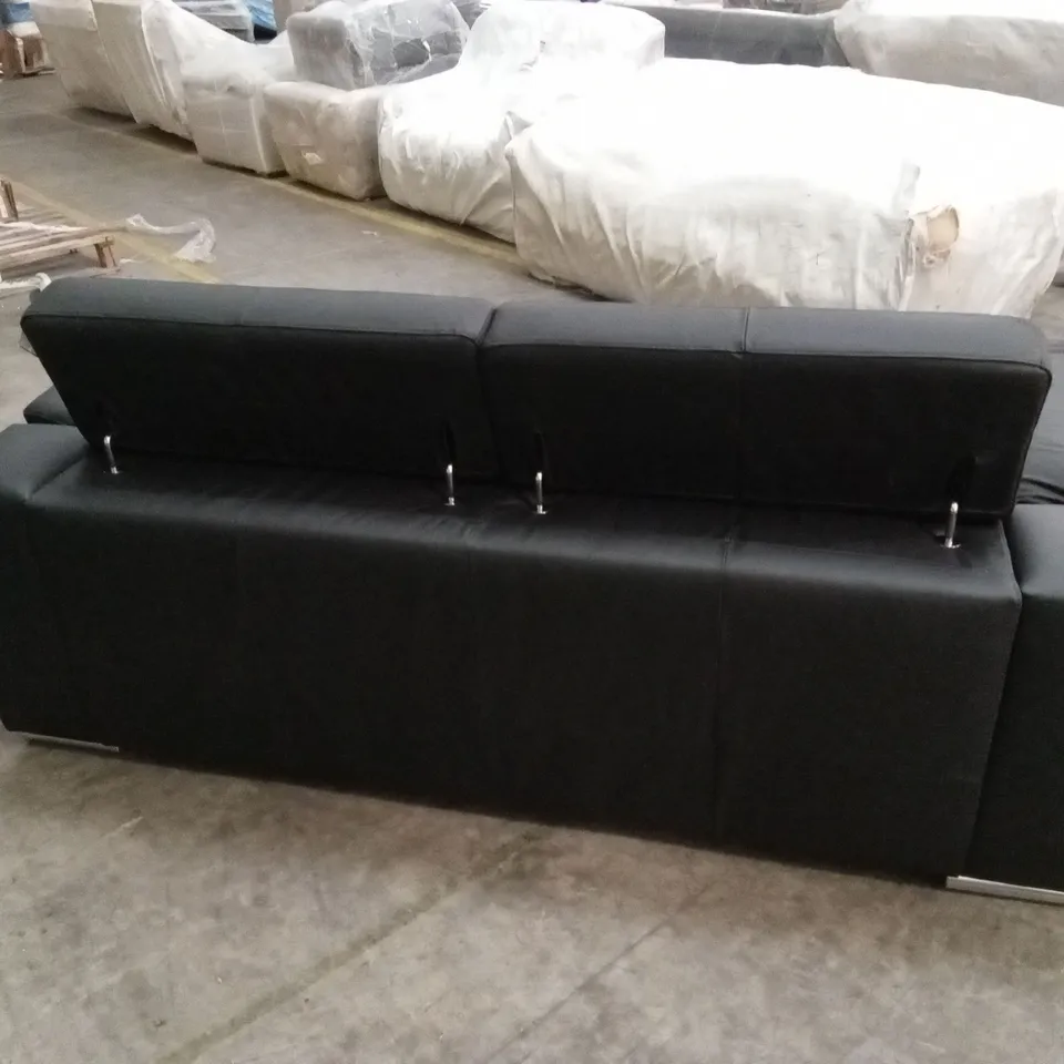 BRADY 100% PREMIUM LEATHER 3 SEATER SOFA - BLACK RRP £1149