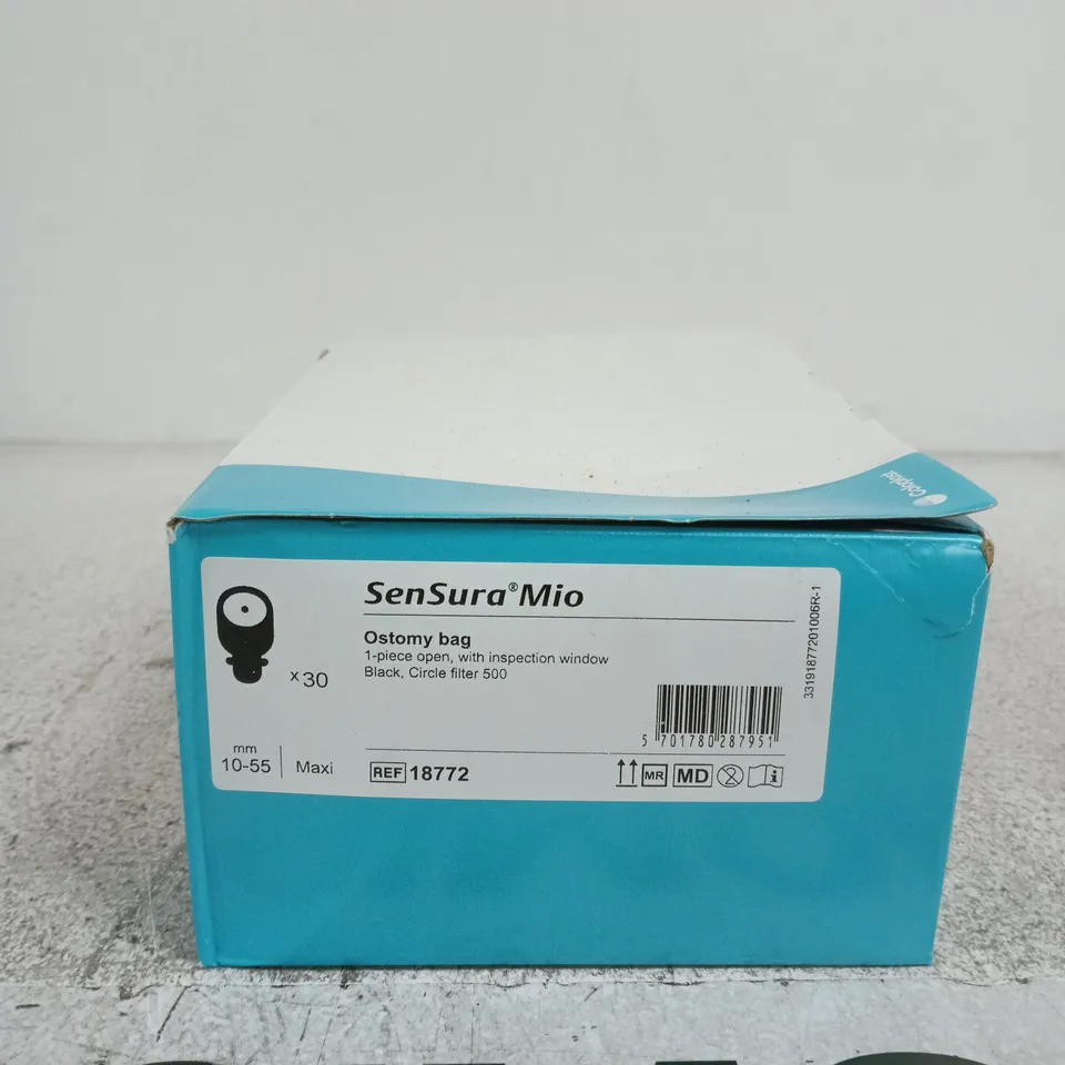 COLOPLAST SENSURA MIO OSTOMY BAGS – 1-PIECE WITH INSPECTION WINDOW, BLACK, BOX OF 30