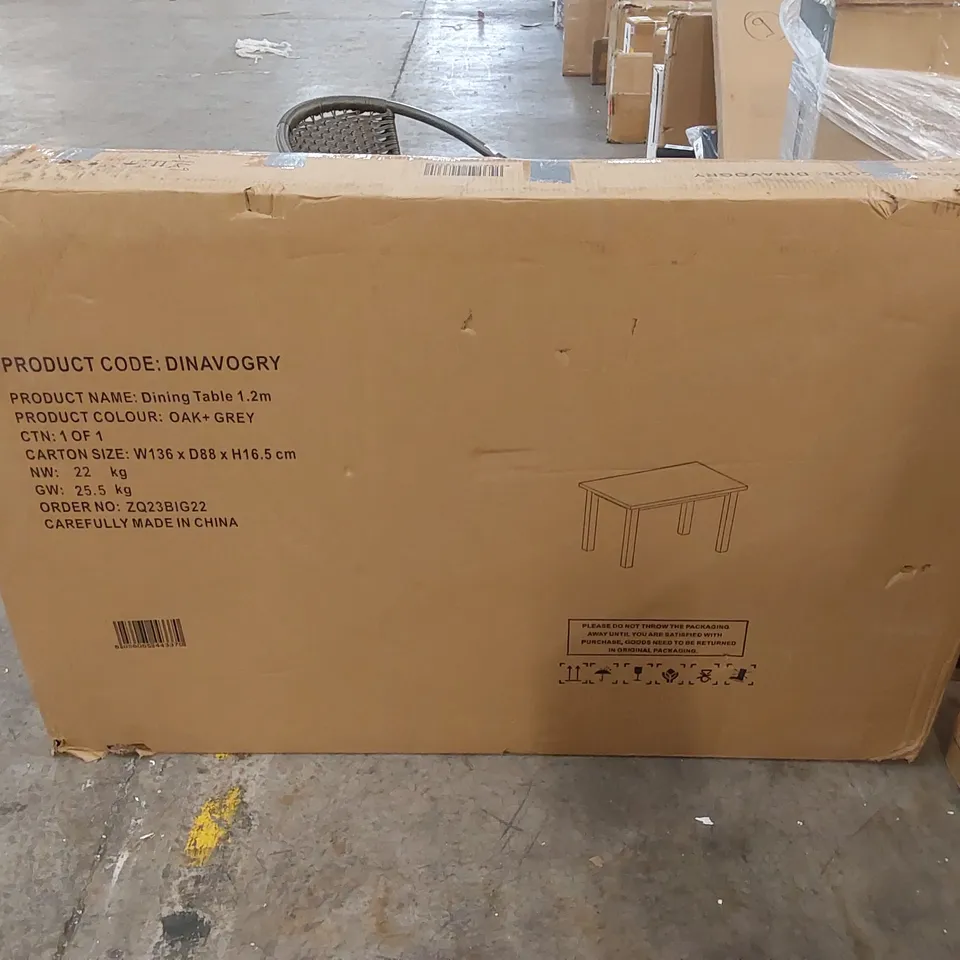 BOXED DINING TABLE 1.2M TWO TONE - GREY/OAK (1 BOX)