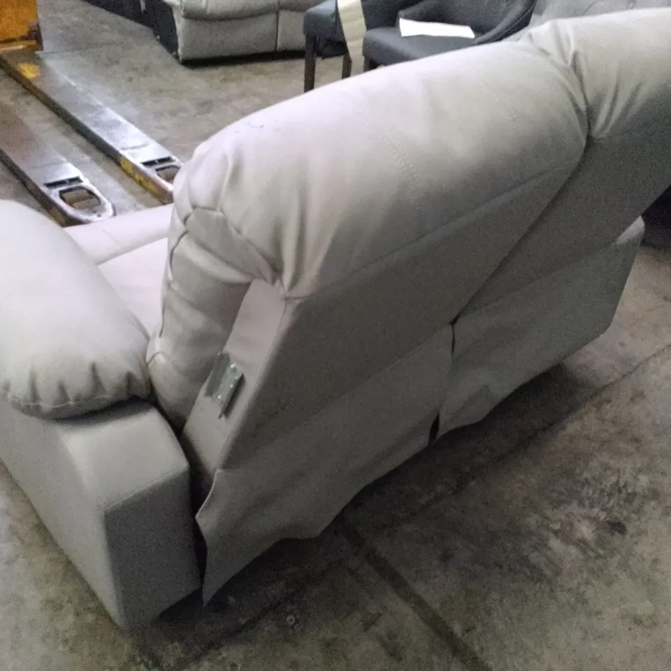 QUALITY DESIGNER DAKOTA 2 SEATER MANUAL RECLINER SOFA - LIGHT GREY LEATHER