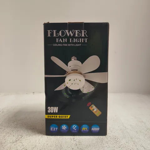 BOXED FLOWER FAN LIGHT - CEILING FAN WITH LIGHT (16.5" WIDE)