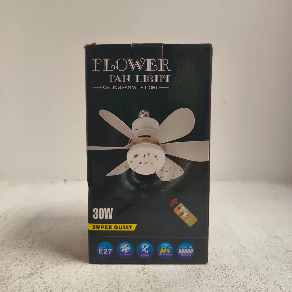 BOXED FLOWER FAN LIGHT - CEILING FAN WITH LIGHT (16.5" WIDE)