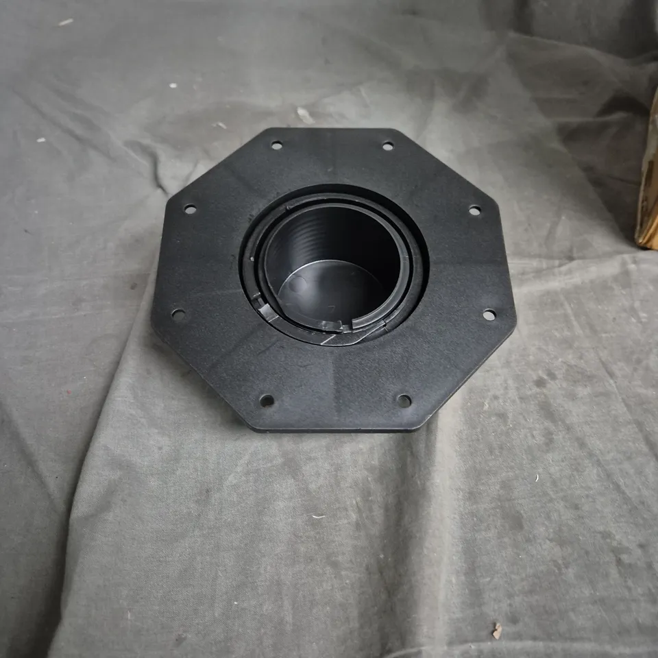 BOX OF APPROXIMATELY 10 CAMERA MOUNTING FLANGE PLATE – OCTAGONAL BASE WITH CENTRAL BORE (CAM-ACC)