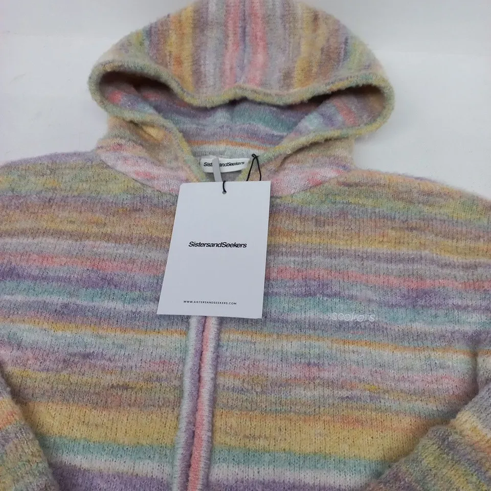 SISTERS AND SEEKERS STRIPED KNIT HOODIE - SIZE 2XS