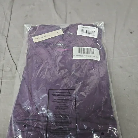 ROMAN ORIGINALS STRETCH MOCK WRAP MIDI DRESS – PURPLE, UK SIZE 18