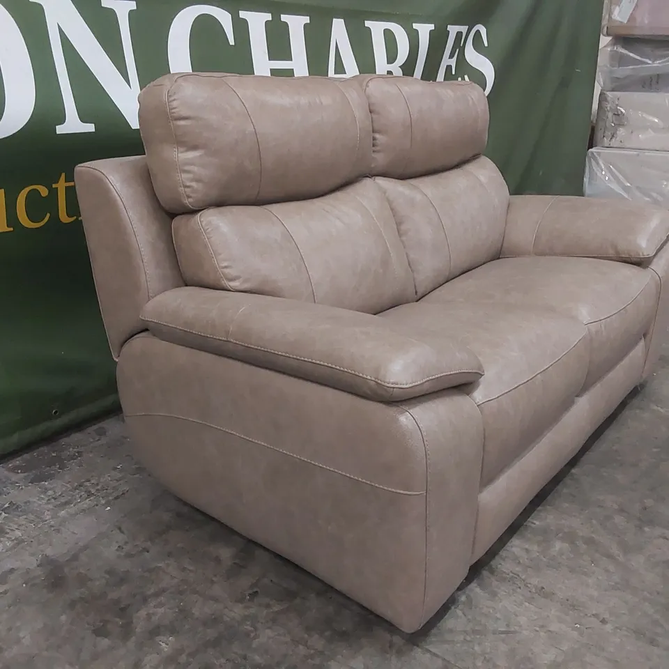 QUALITY DESIGNER ITALIAN MADE LEATHER PATRIZIO 2 SEATER SOFA IN LEATHER ROPE COLOUR