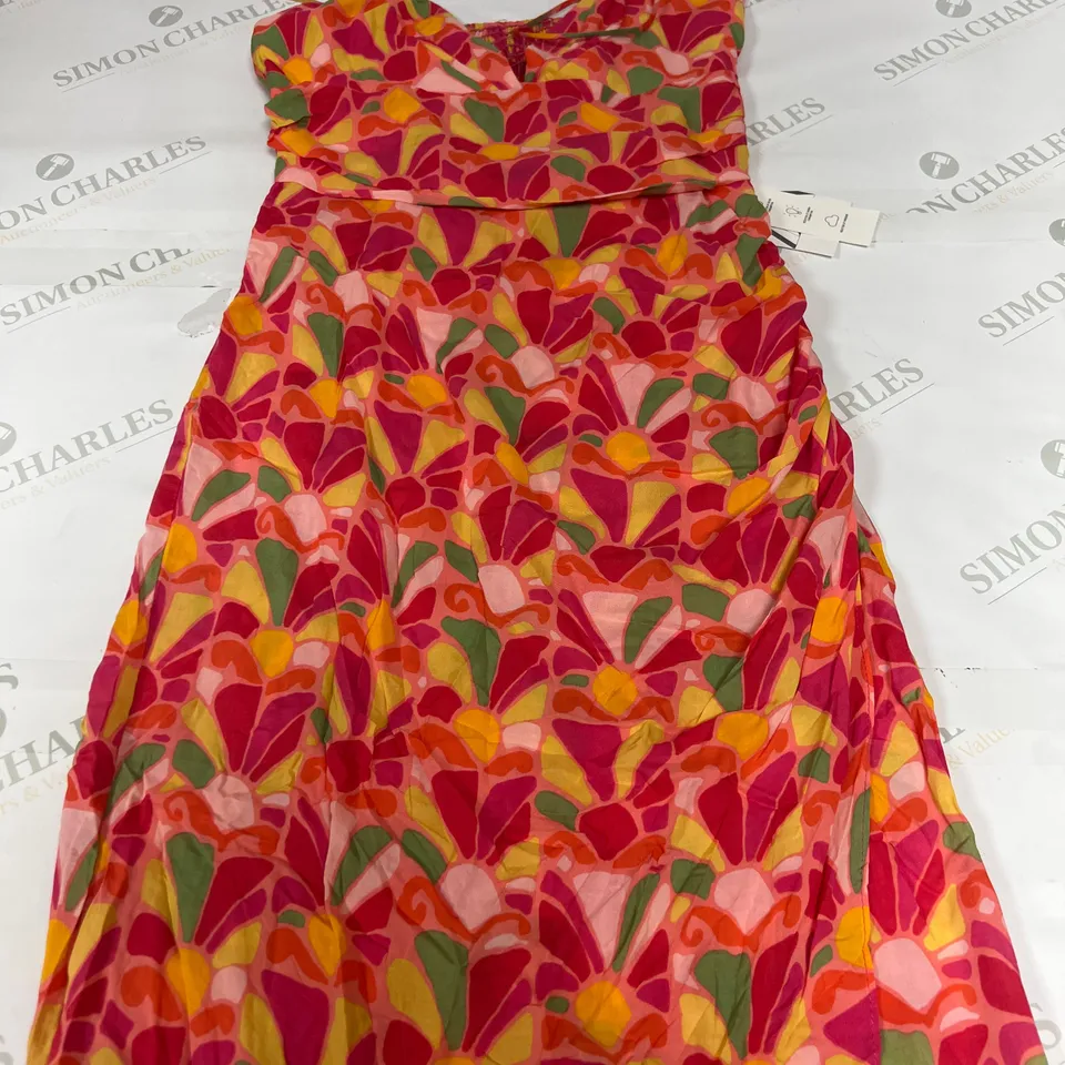 ZARA VIBRANT PRINT STRAP DRESS IN MULTICOLOUR SIZE S 