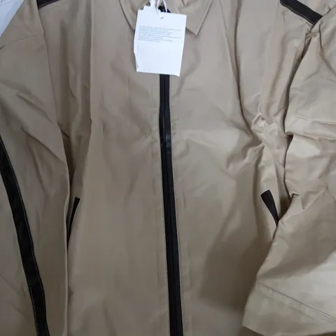 TAKE CARE BEIGE JACKET WITH BROWN STRIPES - LARGE