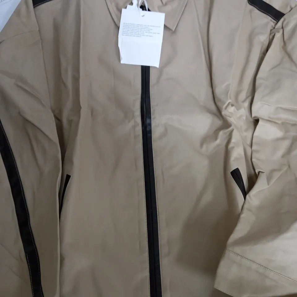 TAKE CARE BEIGE JACKET WITH BROWN STRIPES - LARGE
