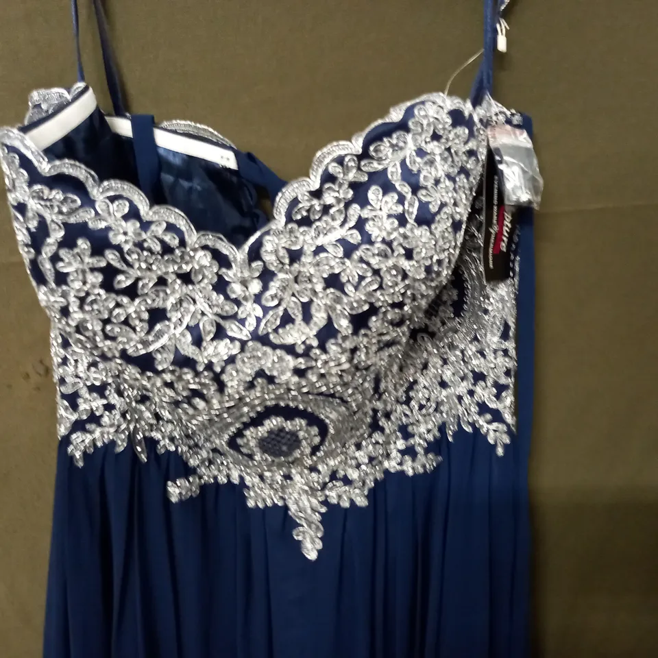 CAPTURE EVENING WEAR NAVY EMBELLISHED DRESS - 14