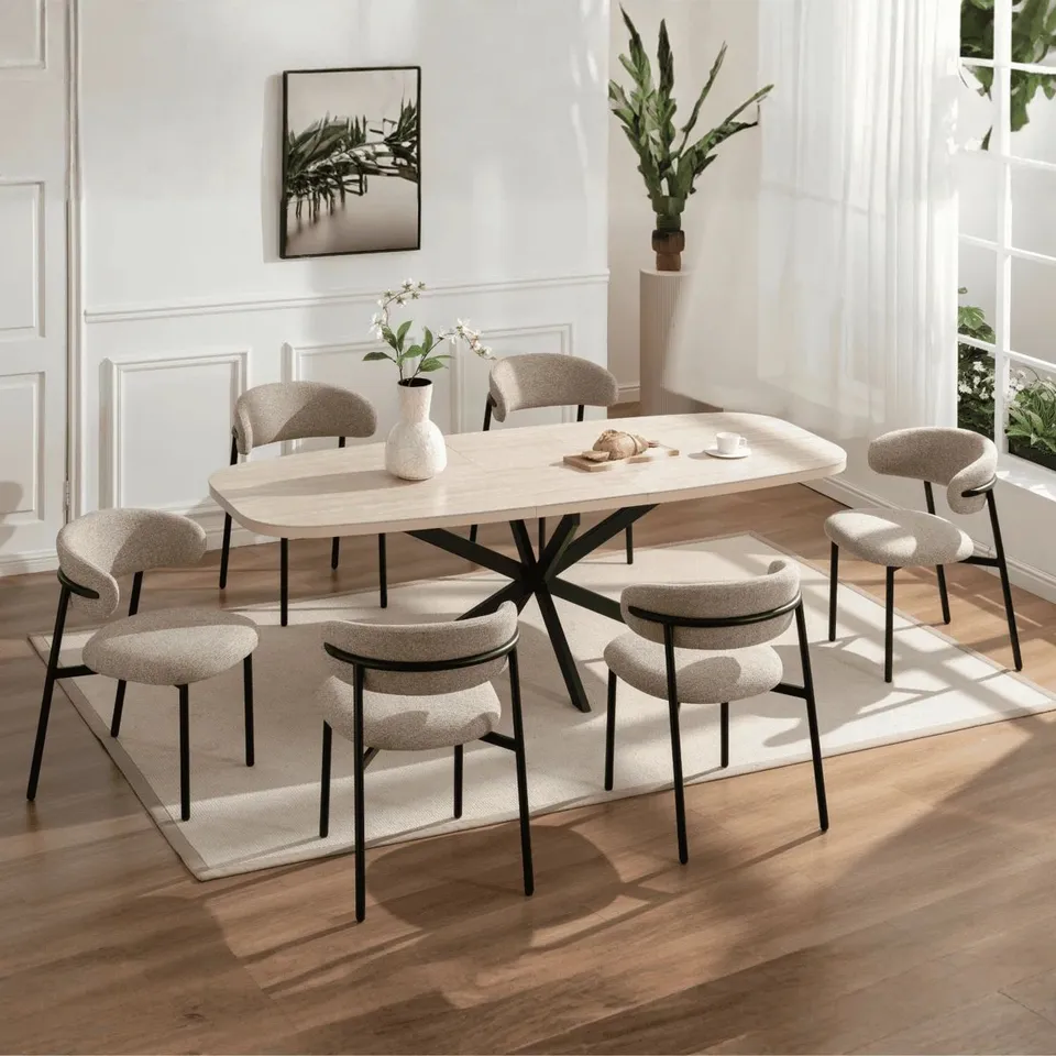 BOXED SOULSBYVILLE 6-PERSON FINING SET (SET OF 7) - BEIGE (4 BOXES)