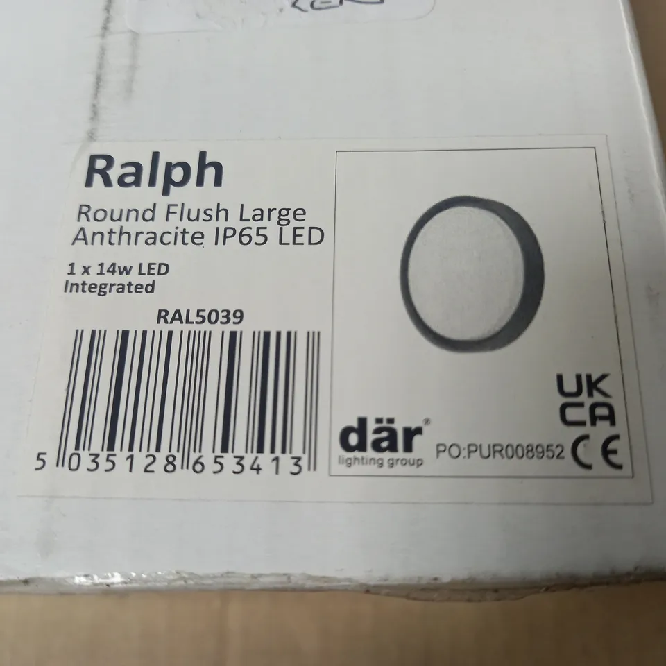 BOXED DAR LIGHTING RALPH ROUND FLUSH LARGE LIGHT IN ANTHRACITE IP65 LED