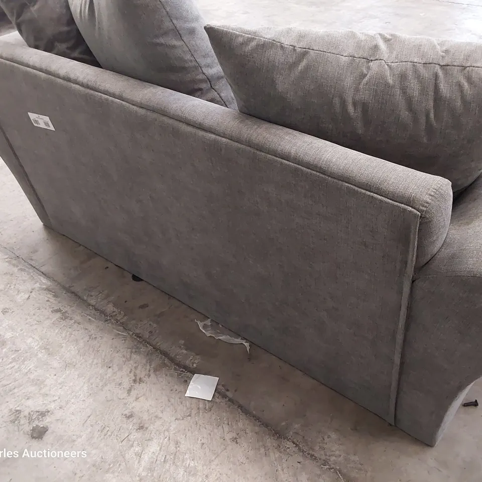 DESIGNER DURY TWO SEATER SOFA WITH SCATTER CUSHIONS GREY FABRIC 