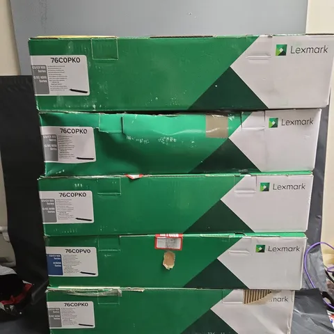 LOT OF 5 LEXMARK 76C0PKO AND 76C0PVO PHOTOCONDUCTOR UNITS - BLACK AND COLOUR