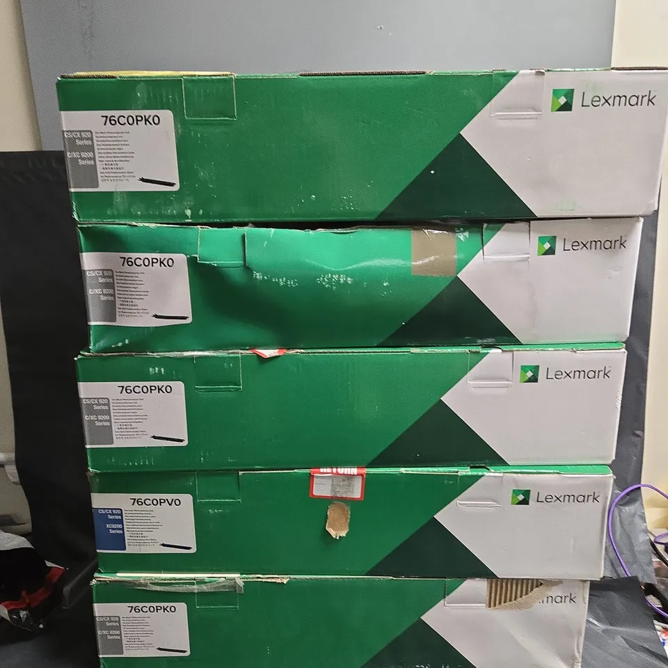 LOT OF 5 LEXMARK 76C0PKO AND 76C0PVO PHOTOCONDUCTOR UNITS - BLACK AND COLOUR