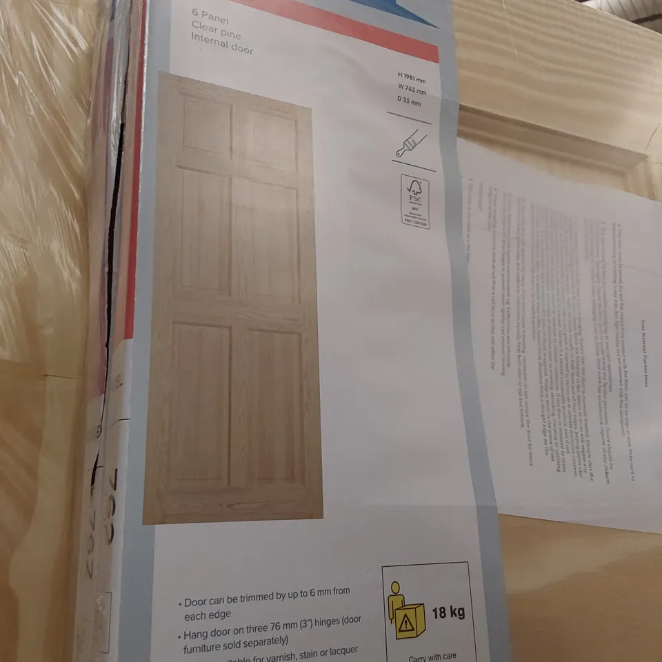 CLEAR PINE 6 PANEL INTERNAL DOOR 1981 × 762mm