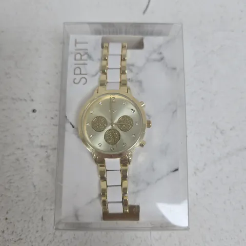 SPIRIT GOLD-TONE & WHITE CENTRE LINK WRISTWATCH