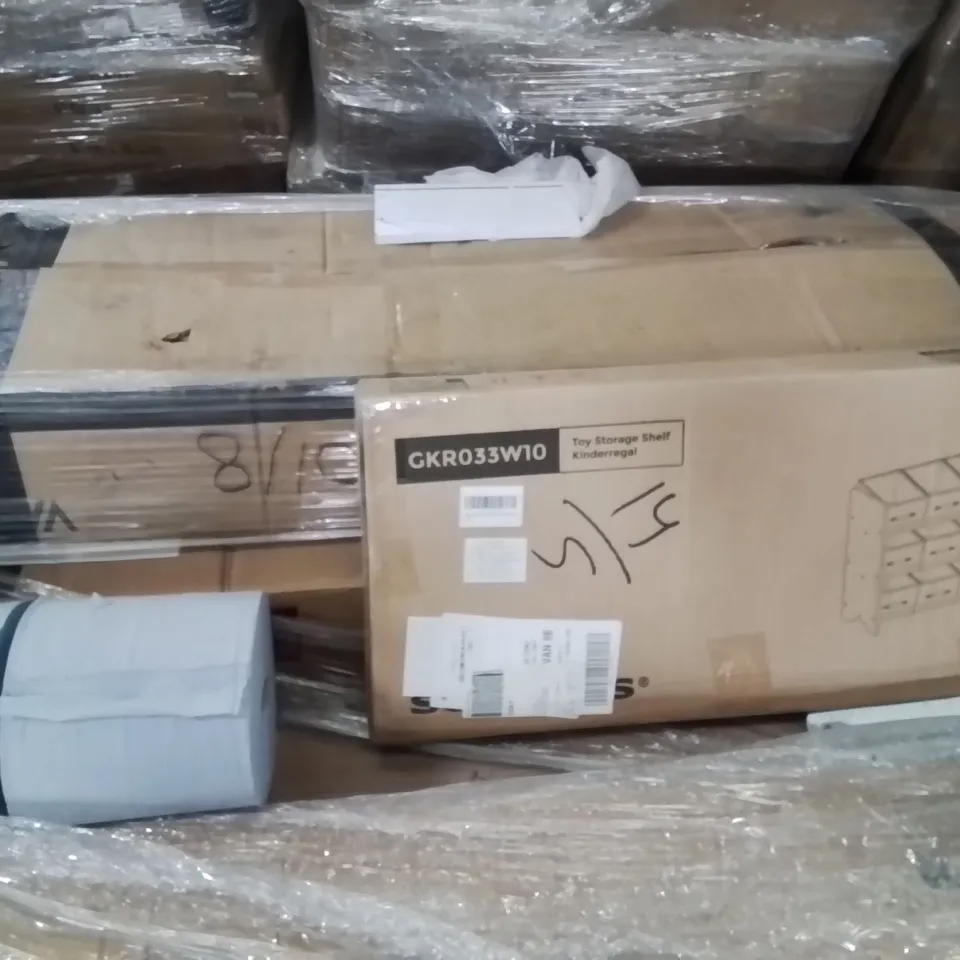 PALLET CONTAINING VARIOUS ASSORTED BOXED ITEMS TO INCLUDE: WARDROBE, SHOE STORAGE, BOXED FURNITURE ETC.