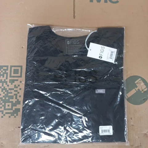 BAGGED FIGS CATARINA ONE-POCKET SCRUB TOP IN BLACK SIZE SMALL