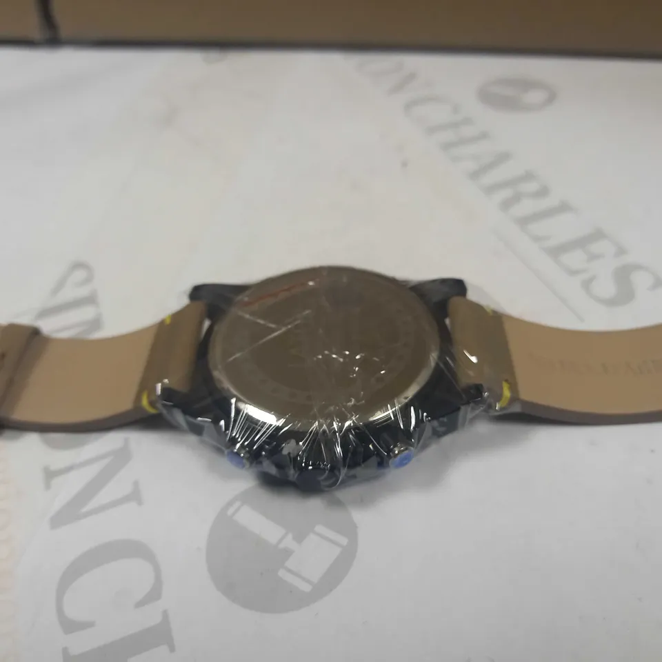 LATOR CALIBRE BLUE TRIPLE DIAL LEATHER STRAP WATCH RRP £585