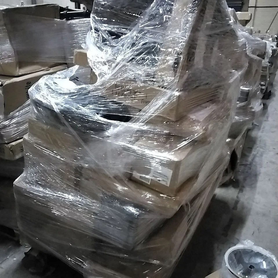 PALLET OF HOUSEHOLD ITEMS TO INCLUDE VANITY UNIT, CROSSWORD GAME, TELESCOPIC LADDERS, GRINDING MACHINE AND OTHER ASSORTED ITEMS...