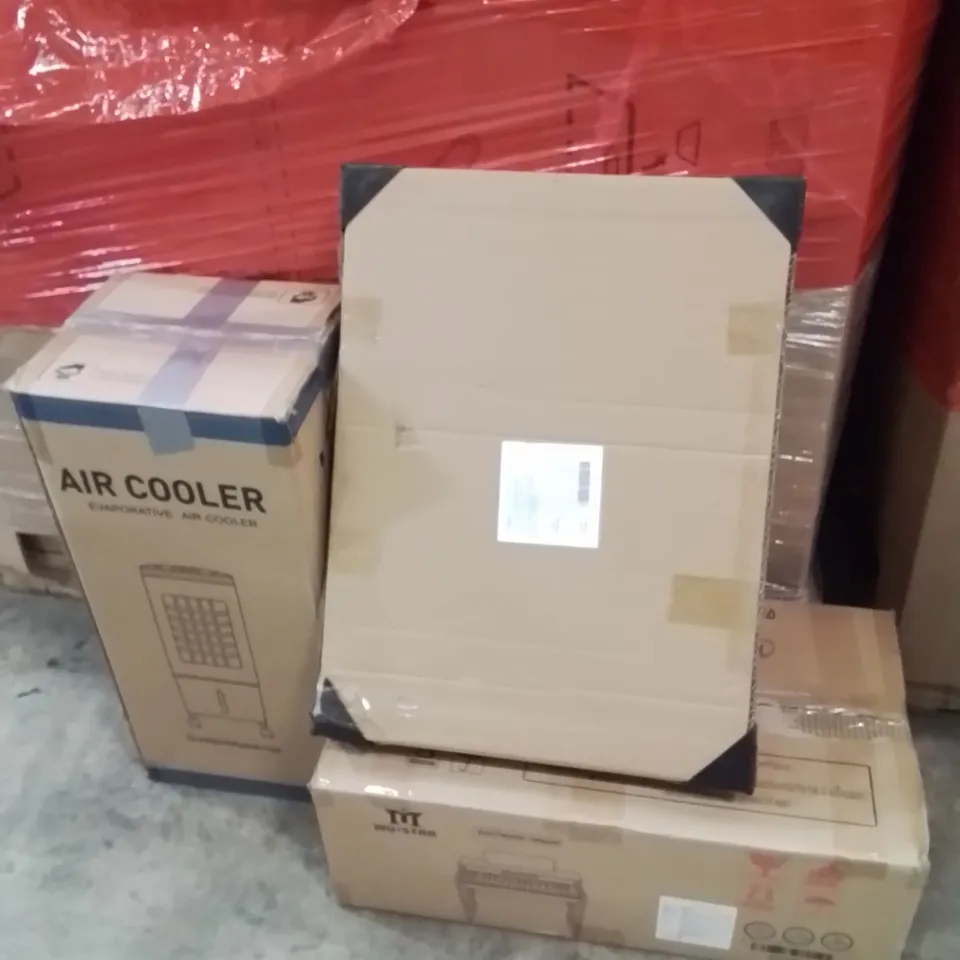 PALLET OF ASSORTED HOUSEHOLD GOODS AND PRODUCTS TO INCLUDE;AIR COOLER,ELECTRONIC ORGAN,WOODEN TRAY