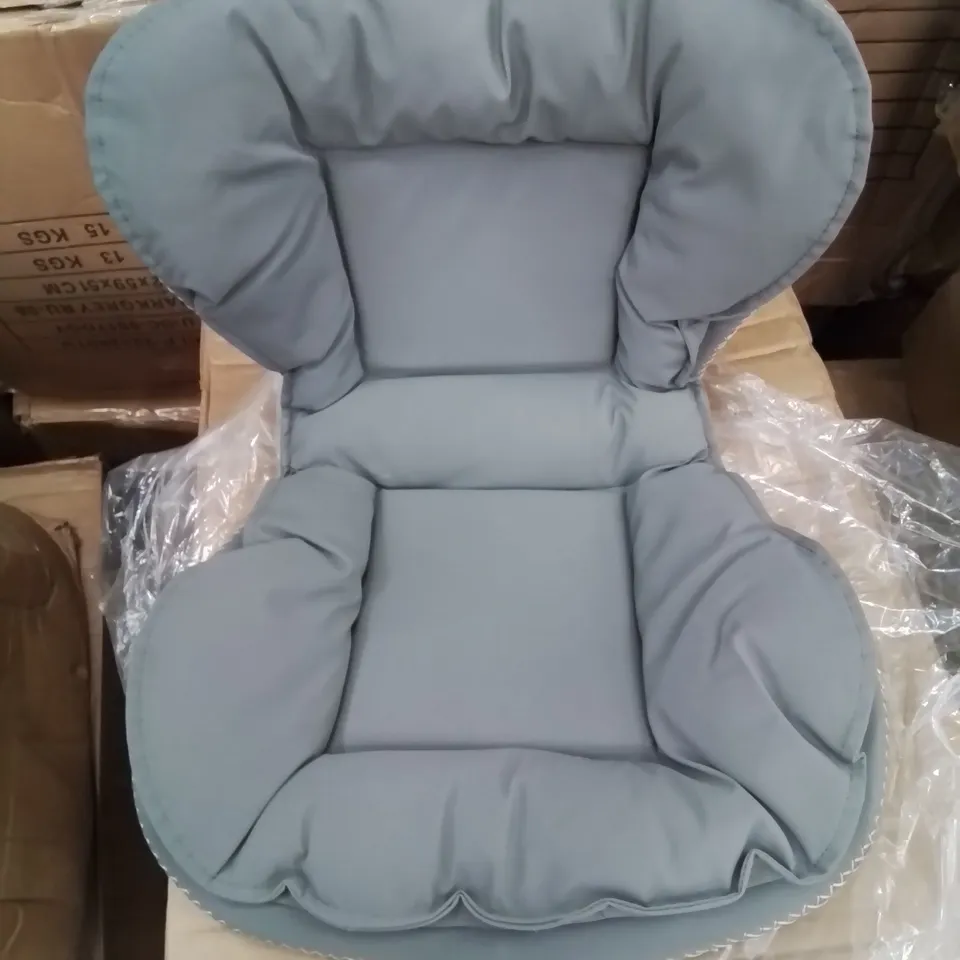 A BOXED PAIR OF SOFT CUSHION UPHOLSTERED GREY DINING CHAIRS