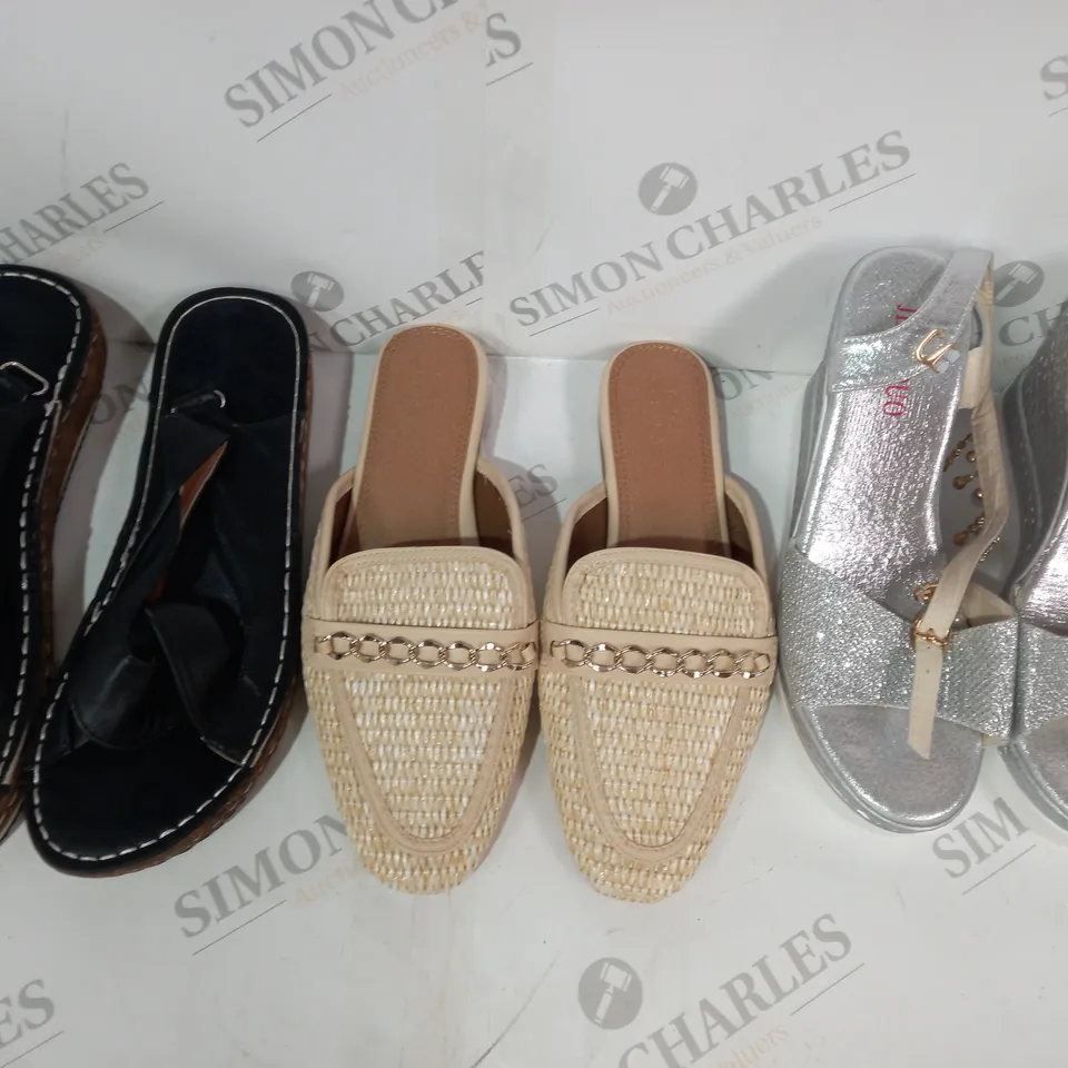 BOX OF APPROXIMATELY 10 ASSORTED PAIRS OF SHOES IN VARIOUS STYLES AND SIZES TO INCLUDE JIAAODUO, ASOS DESIGN, ETC