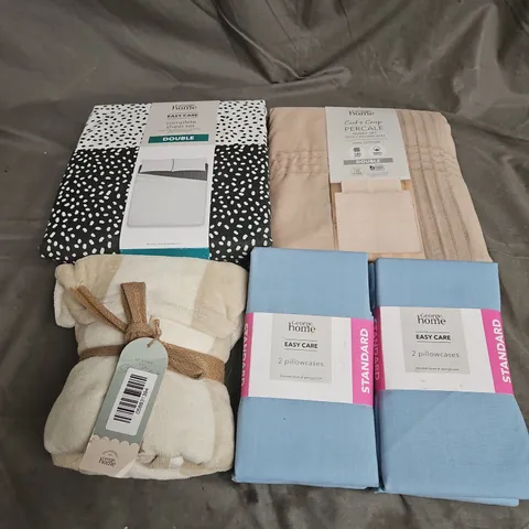 BOX OF APPROXIMATELY 12 ASSORTED BEDDING & SOFT FABRICS ITEMS TO INCLUDE - PILLOWCASES - DUVET SETS - PONCHO