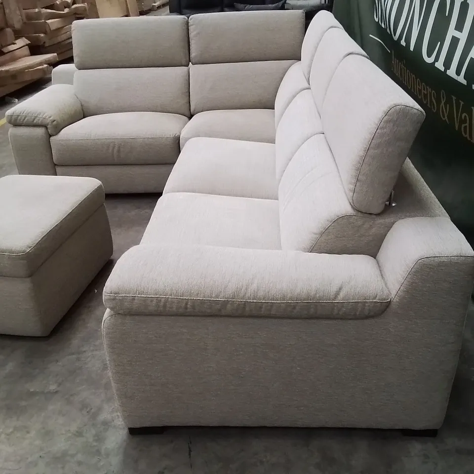 QUALITY DESIGNER ITALIAN MADE RICCARDO FABRIC CORNER SOFA SET WITH FOOTSTOOL