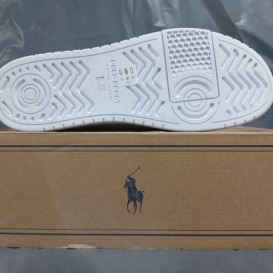 BOXED PAIR OF RALPH LAUREN POLO SPORT SHOES IN WHITE SIZE UK 8