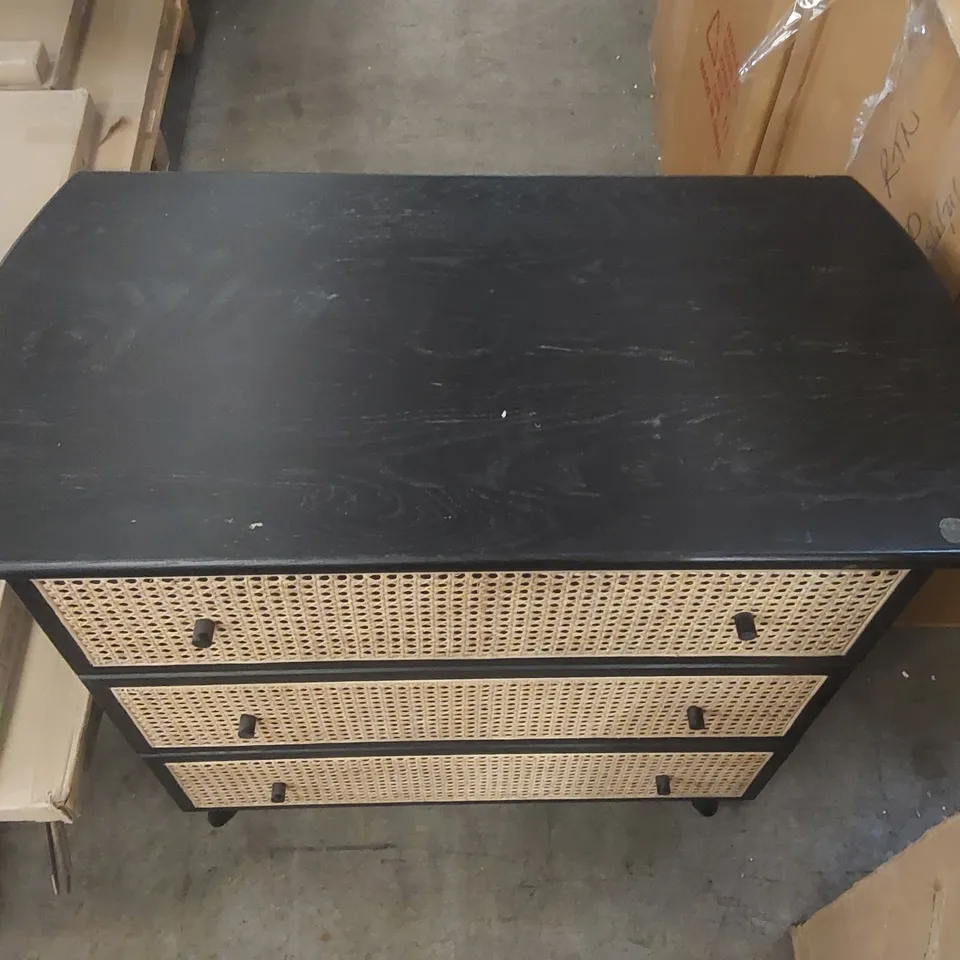 GALLERY DIRECT SKYLAR RATTAN 3 DRAWER CHEST OF DRAWERS