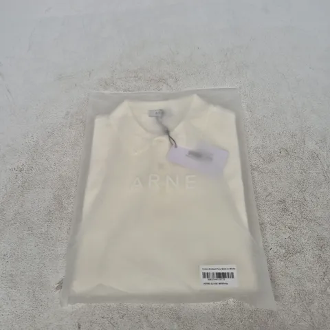 ARNE COMO KNITTED POLO SHIRT IN WHITE – SIZE M