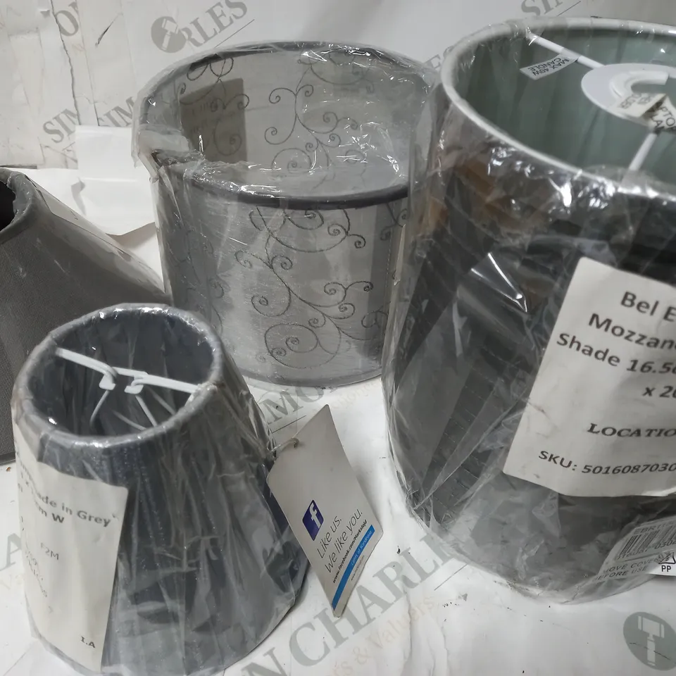 SET OF 4 GREY LAMPSHADES 