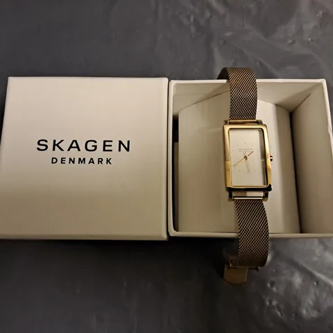 BOXED SKAGEN DENMARK ROSE GOLD CUBE WATCH 