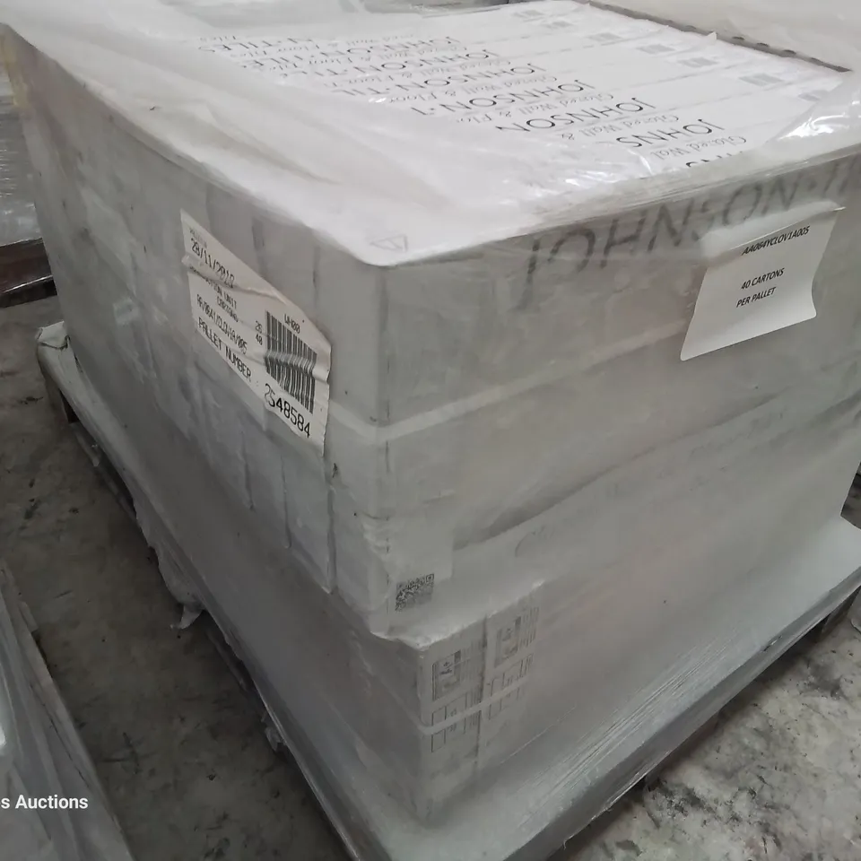 PALLET OF 40 CARTONS OF 5 BRAND NEW JOHNSONS CLOVELLEY WHITE TILES EACH 30 X 60cm 