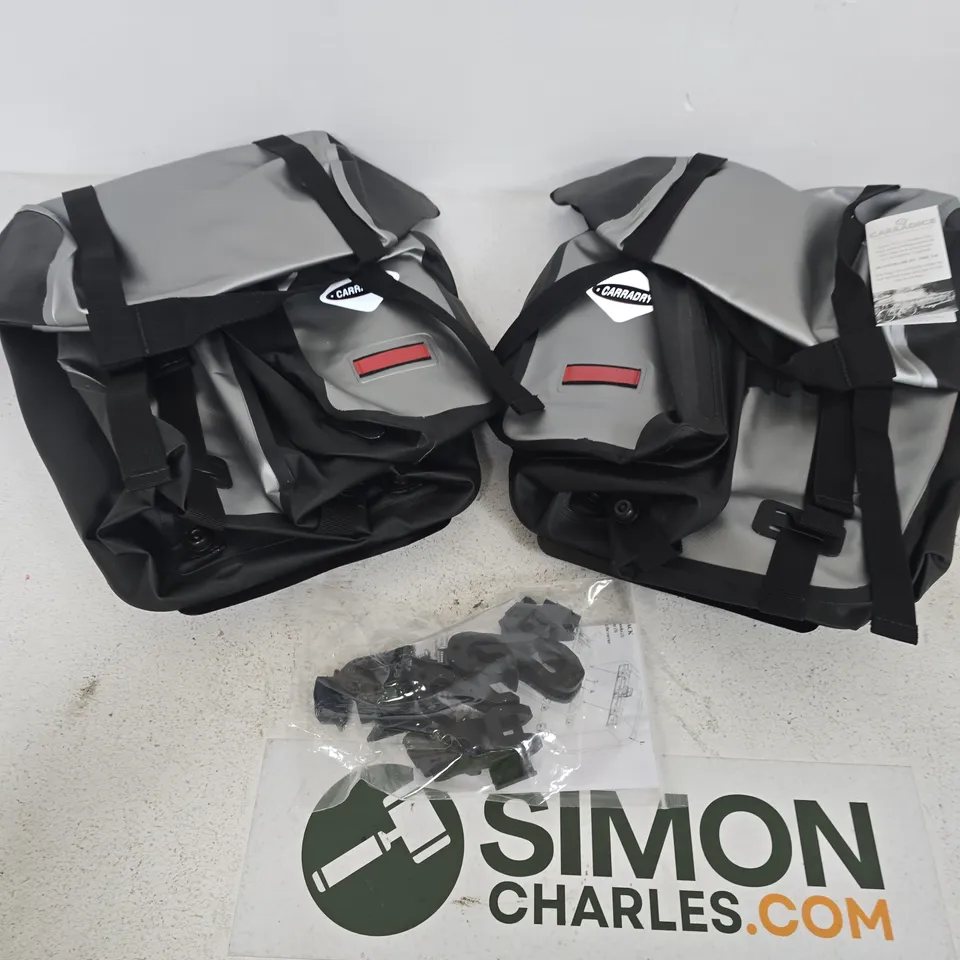 CARRADICE BICYCLE PANNIER BAGS – PAIR WITH MOUNTING HARDWARE (GREY/BLACK)