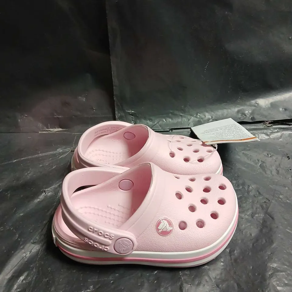 CROCS KIDS' PINK CLOGS WITH BACK STRAP – UK SIZE C5