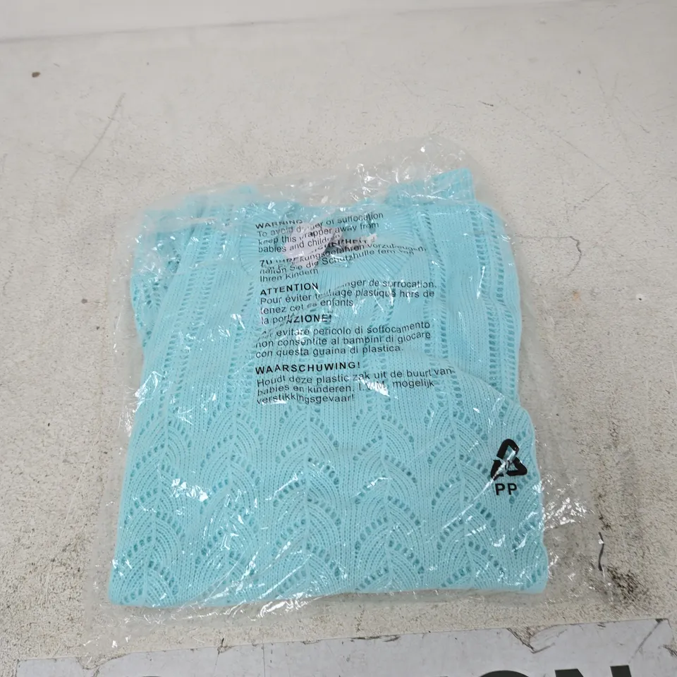 PURE & NATURAL WOMEN'S TURQUOISE LACE-KNIT JUMPER – UK XL