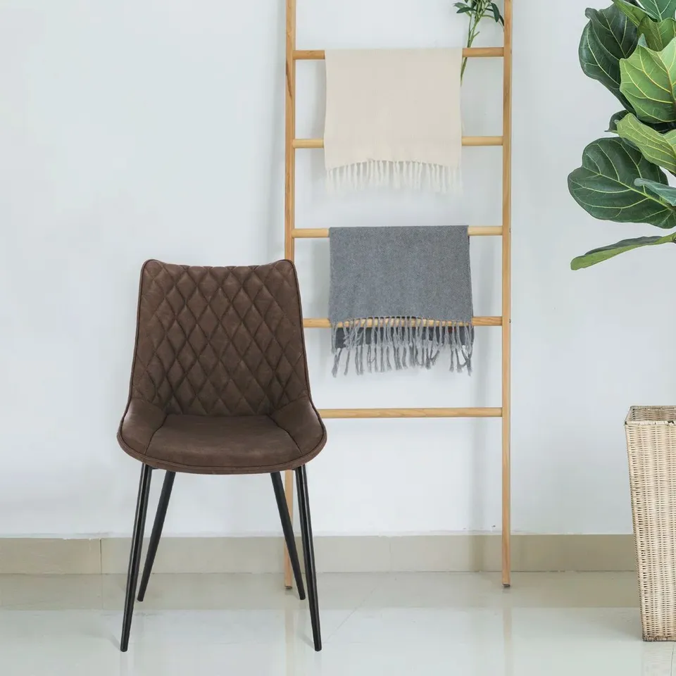 BOXED BRINLEY UPHOLSTERED DINING CHAIR - LIGHT BROWN (SET OF 2)