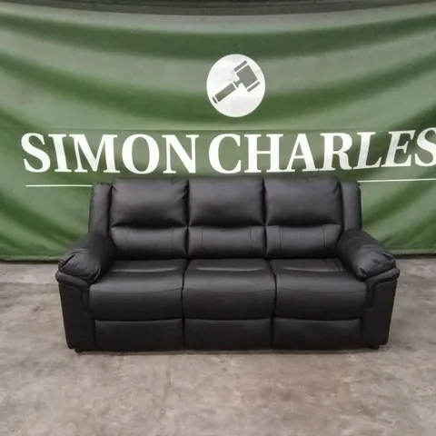 ALBION LUXURY FAUX LEATHER HIGH BACK 3 SEATER SOFA - BLACK