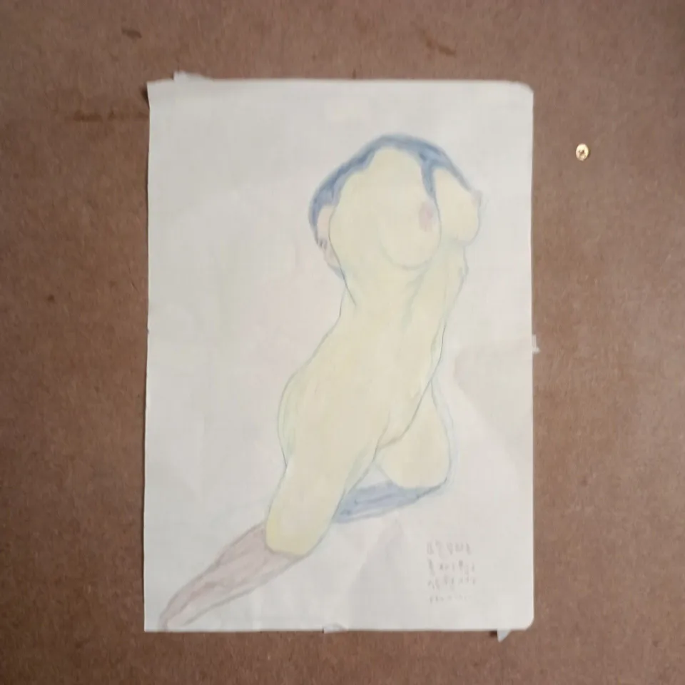 "CROUCHING NUDE" BY EGON SCHIELE ART PRINT PAIR