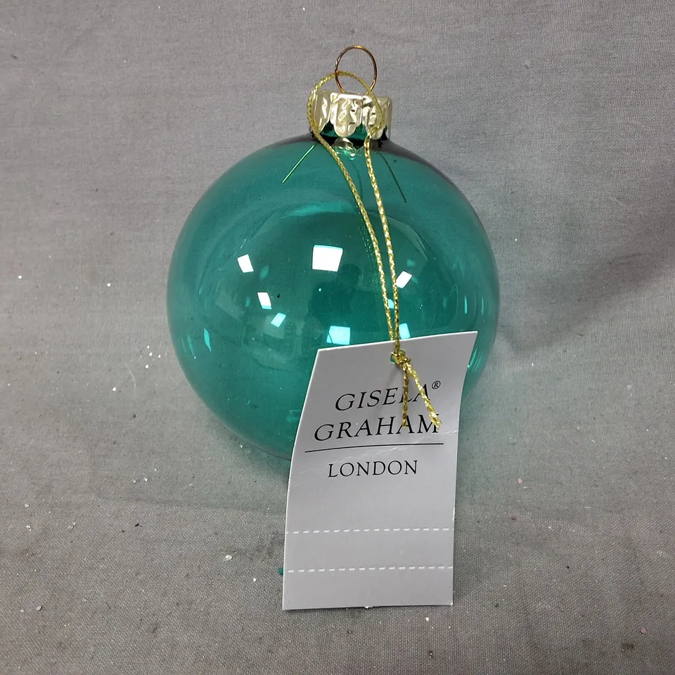 SET OF 6 GISELA GRAHAM CLEAR GREEN BAUBLES