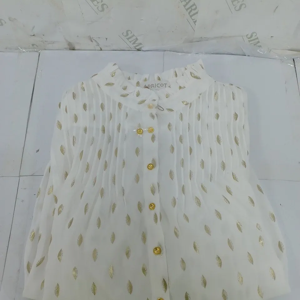 APRICOT SHIRT IN CREAM WITH GOLD PRINT SIZE UK 12