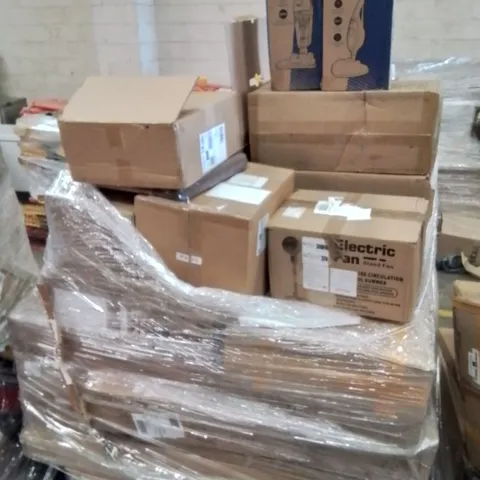PALLET CONTAINING VARIOUS ASSORTED BOXED ITEMS TO INCLUDE, STEAM MOP, CORDLESS VACUUM, ELECTRIC FAN, ROBOT VACUUM AND LOTS MORE UNMARKED BOXED ITEMS