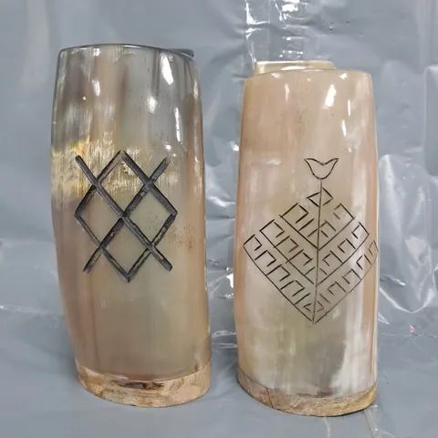 SET OF 2 NORSE DRINKING HORNS