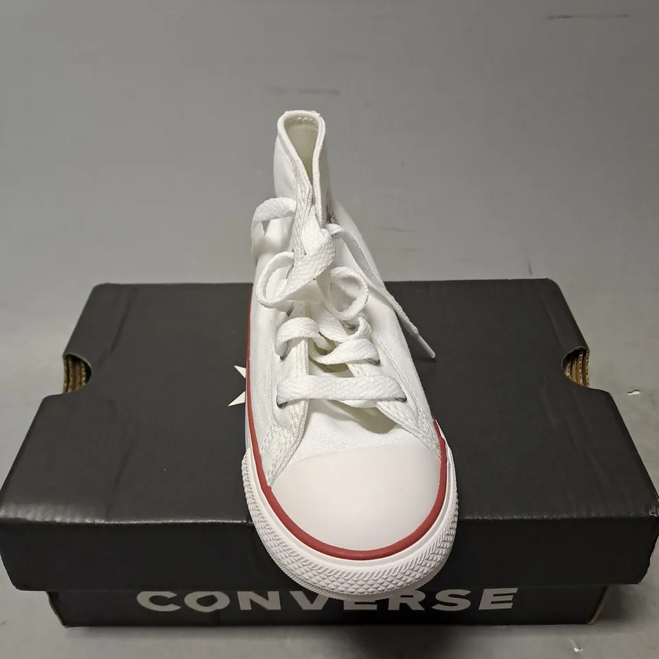 BOXED PAIR OF CONVERSE KIDS ALL STAR HIGH TOP IN WHITE SIZE 9